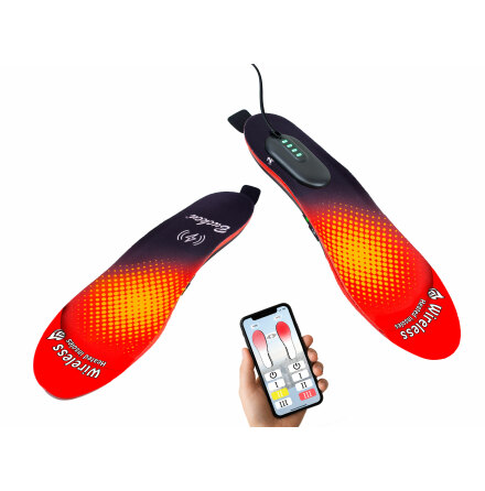 Lämpöpohjalliset sovelluksella, langattomalla latauksella ja USB-latauslevyillä. Lämpöpohjalliset sovelluksella, langattomalla latauksella ja USB-latauslevyillä.